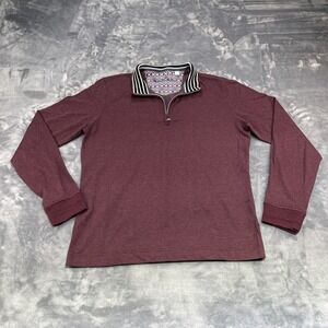 Robert Graham Mens Quarter Zip Red Speckled Knit Large L